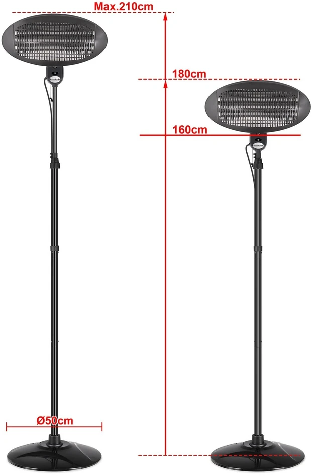 Sodo skėtis, elektrinis terasos šildytuvas, stovimas, pakabinamas, 2000W Bauerkraft