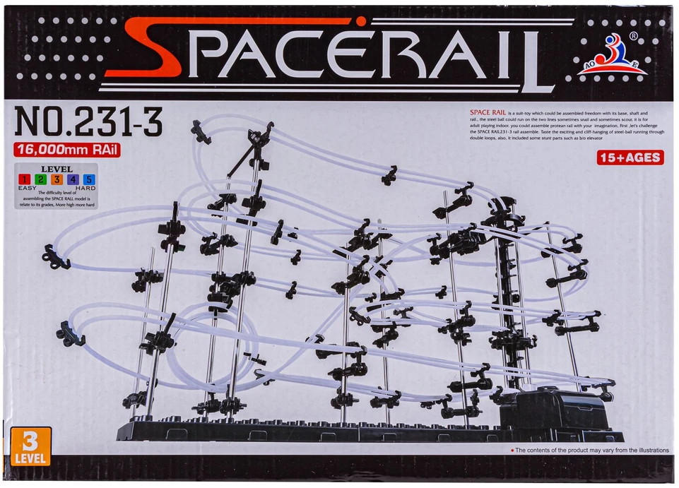 SpaceRail rutuliukų trasa lygis 3 16 metrų kalnelių