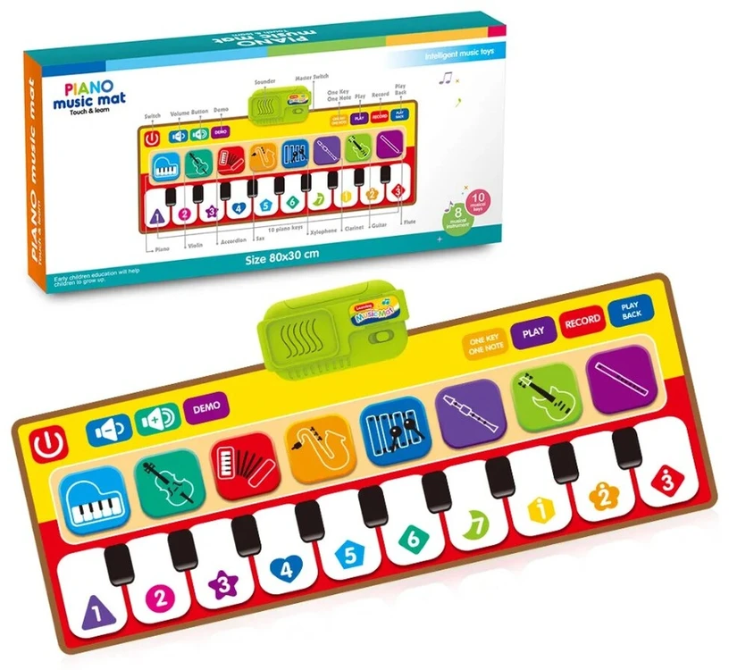 Spalvotas muzikinis kilimėlis vaikams su pianinu