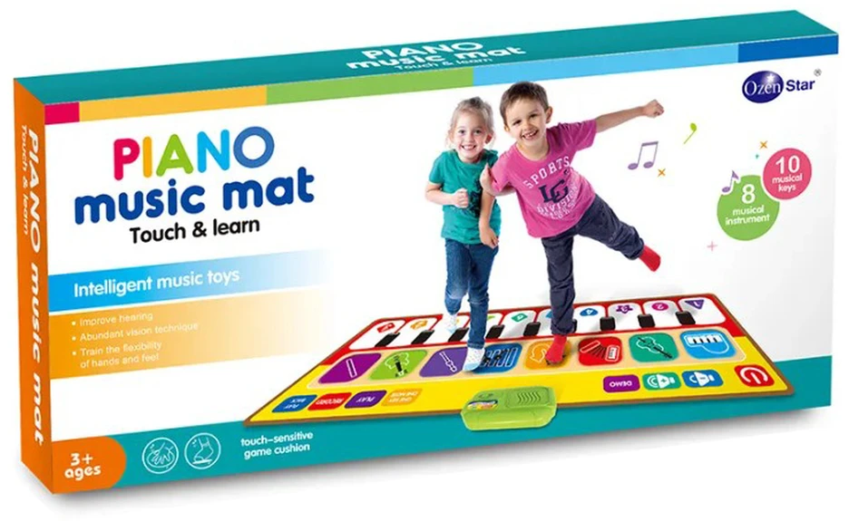 Spalvotas muzikinis kilimėlis vaikams su pianinu