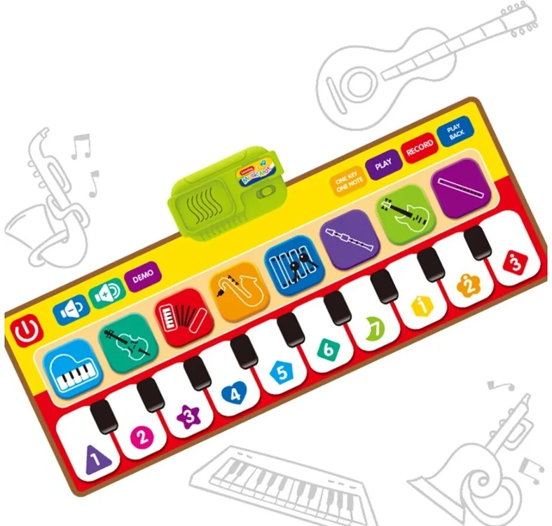 Spalvotas muzikinis kilimėlis vaikams su pianinu
