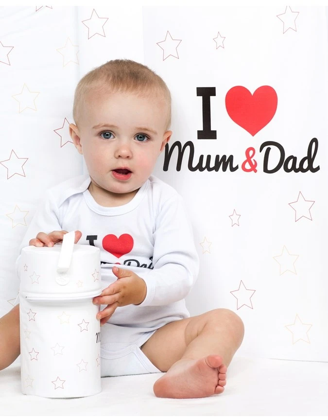 Spausdintas bodis New Baby I Love Mum and Dad, dydis 74 (6-9 mėn.)