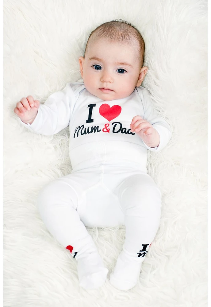 Spausdintas bodis New Baby I Love Mum and Dad, dydis 80 (9-12 mėn.)