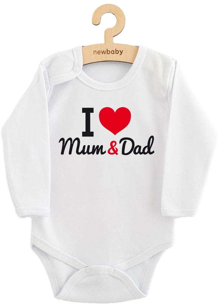 Spausdintas bodis New Baby I Love Mum and Dad, dydis 56 (0-3 mėn.)