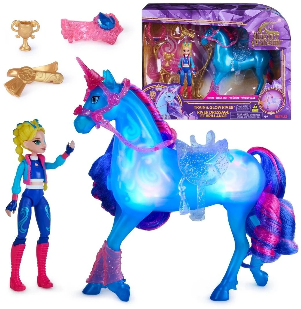 Spin Master Unicorn Academy Vienaragio akademija – traukinukas ir švytinti upė (6075347)