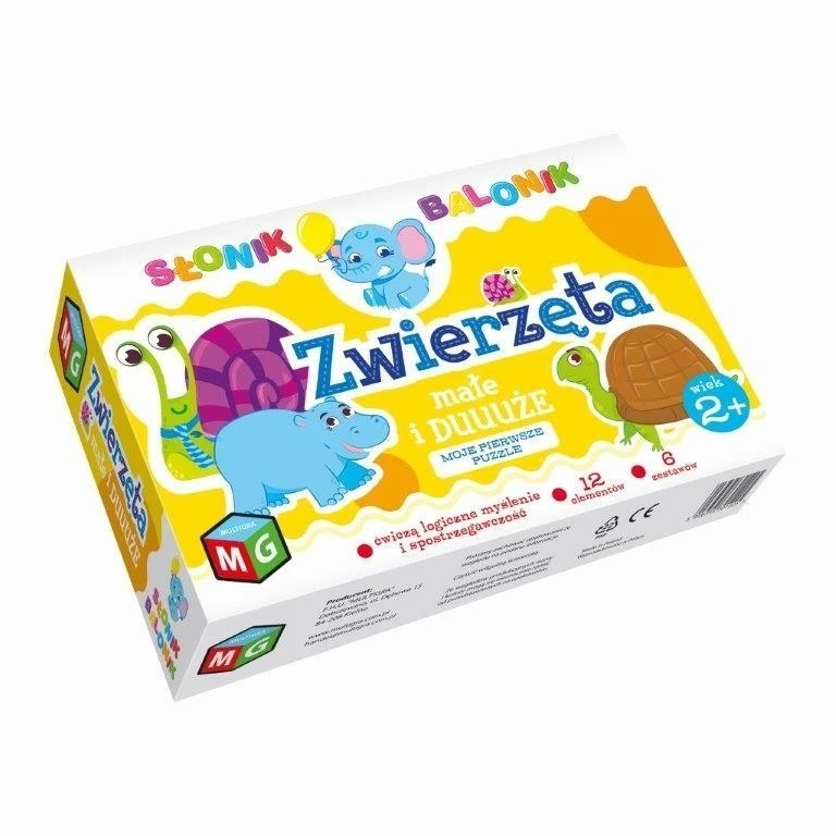 Stalo žaidimas dėlionės su dideliais ir mažais gyvūnais slonukas balionas Multigra