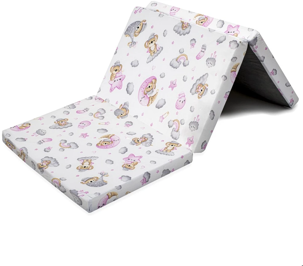 Sulankstomas čiužinys lovytei New Baby STANDARD 120x60x5 cm Koala rožinis