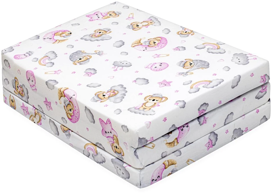 Sulankstomas čiužinys lovytei New Baby STANDARD 120x60x5 cm Koala rožinis