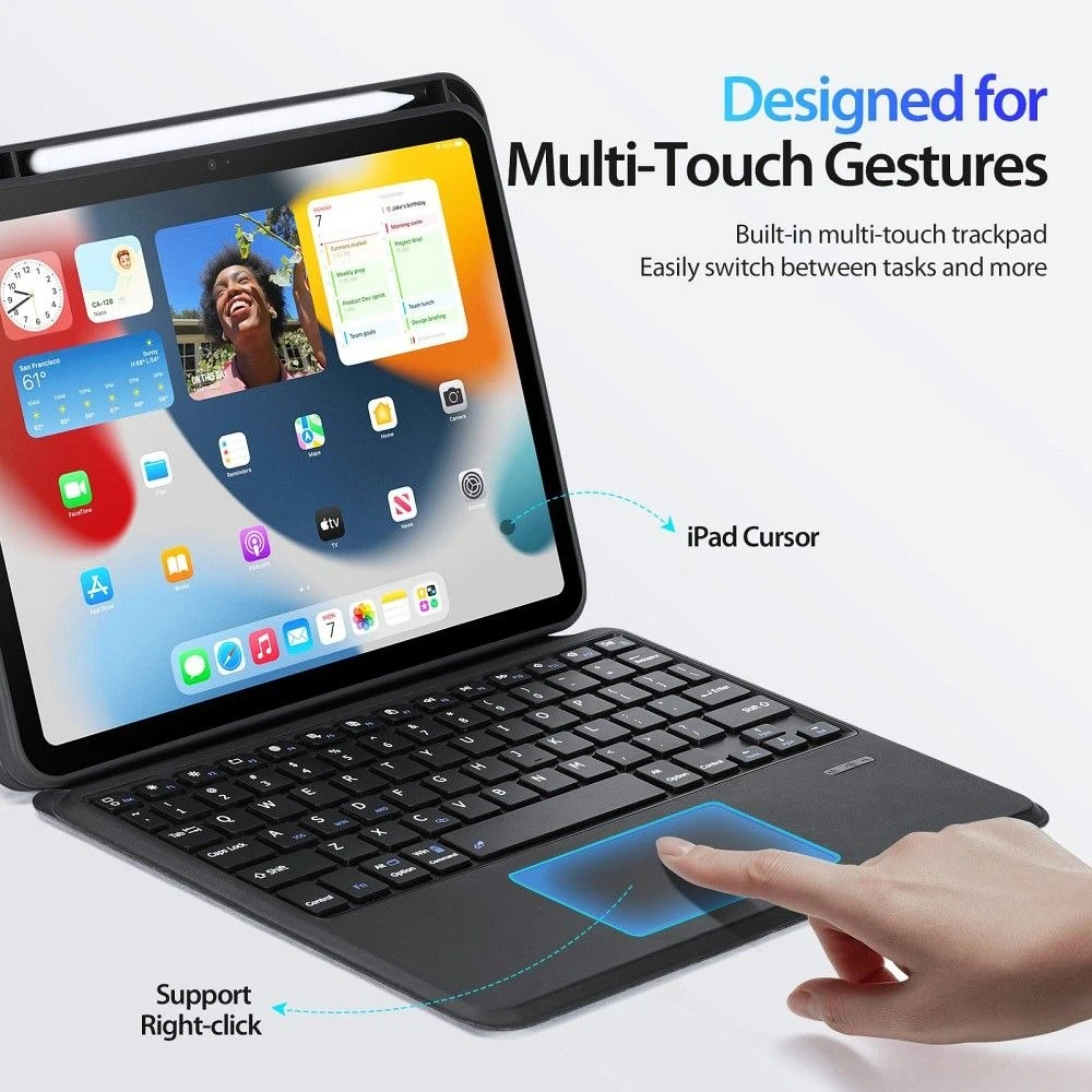 Dux Ducis DK Series dėklas su Bluetooth klaviatūra Apple Apple iPad 10 (2022) - juodos spalvos