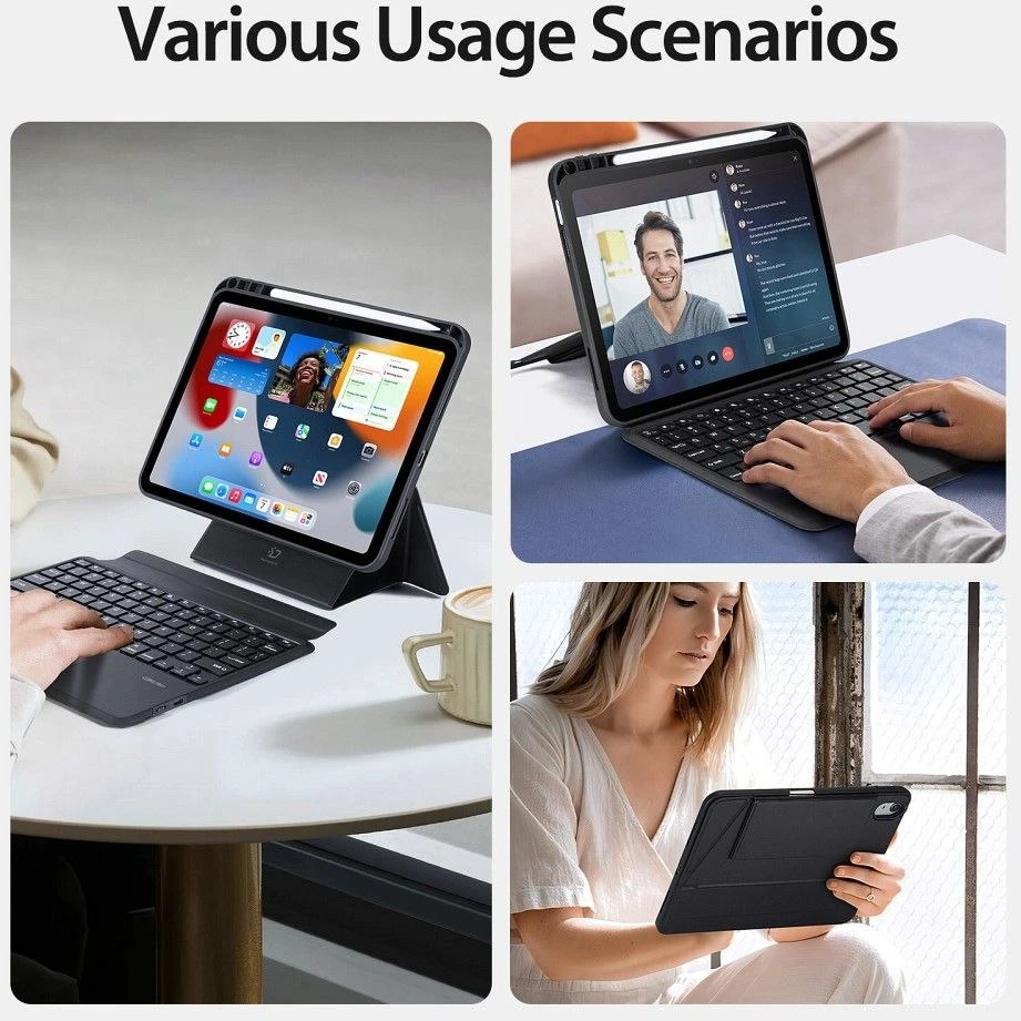 Dux Ducis DK Series dėklas su Bluetooth klaviatūra Apple Apple iPad 10 (2022) - juodos spalvos
