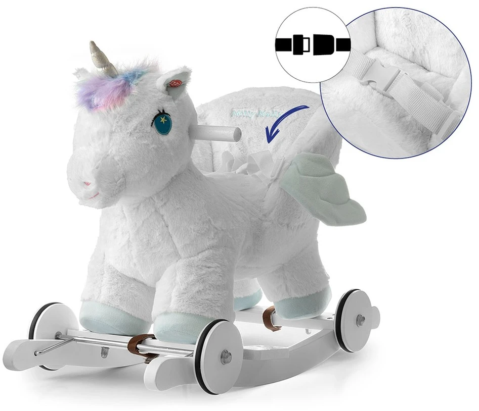 Supamas žirgas su melodija ir ratukais Milly Mally Polly Unicorn