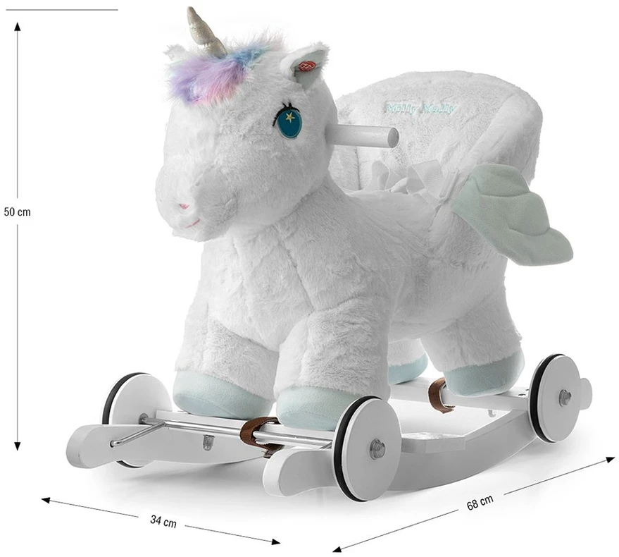Supamas žirgas su melodija ir ratukais Milly Mally Polly Unicorn