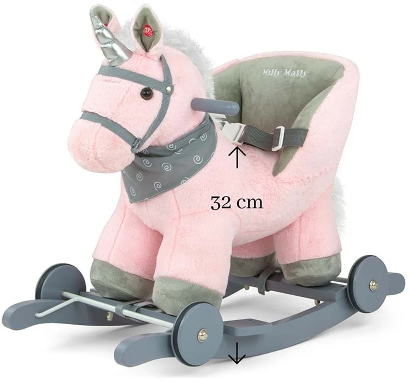Supamasis žirgas su melodija ir ratukais Milly Mally Polly rožinis
