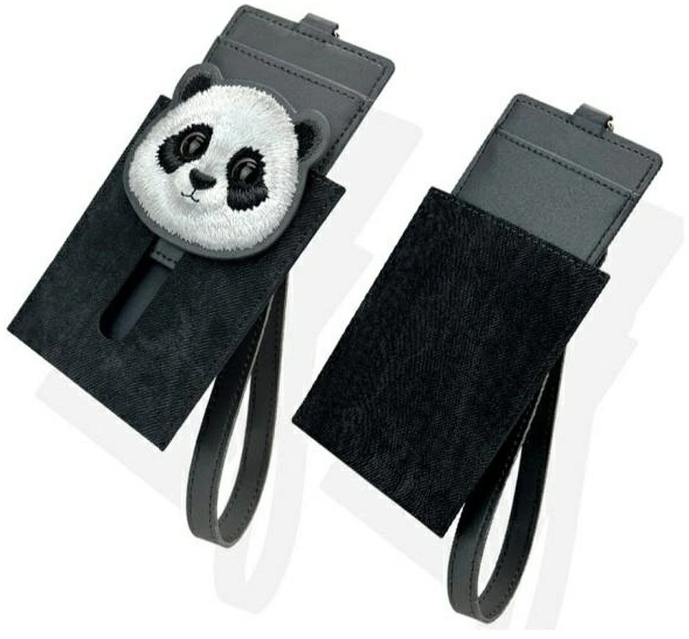 Nimmy 3in1 rinkinys telefono krepšys + piniginė + dėklas lokatoriui, juodos spalvos, Big Eyed Pet 2.0 Panda