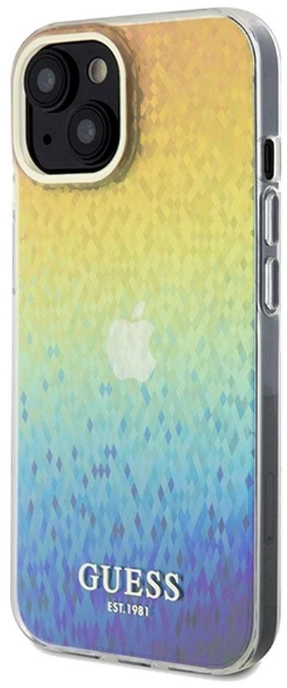 Guess GUHCP14SHDECMI iPhone 14 / 15 / 13 6,1" kietas dėklas IML Faceted Mirror Disco Iridesc