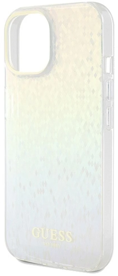 Guess GUHCP14SHDECMI iPhone 14 / 15 / 13 6,1" kietas dėklas IML Faceted Mirror Disco Iridesc