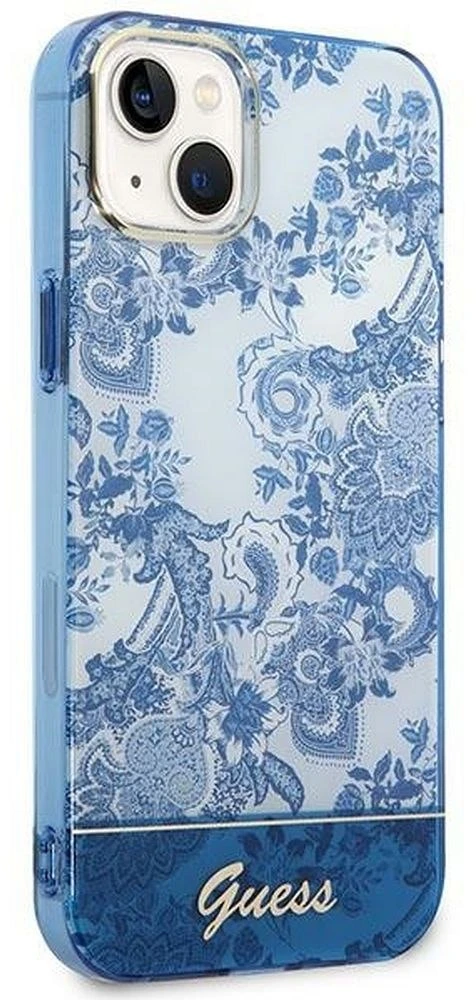 Guess GUHCP14MHGPLHB iPhone 14 Plus / 15 Plus 6,7" mėlynas kietas dėklas Porcelain Collection