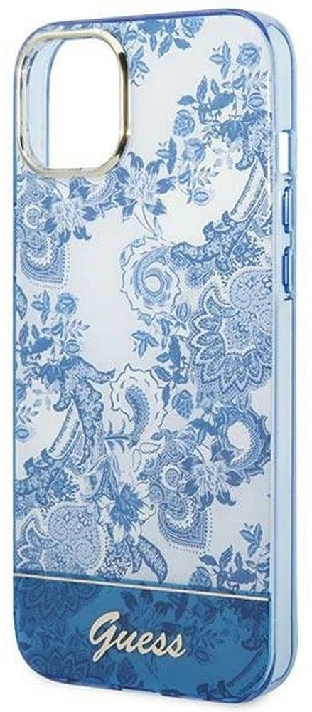 Guess GUHCP14MHGPLHB iPhone 14 Plus / 15 Plus 6,7" mėlynas kietas dėklas Porcelain Collection