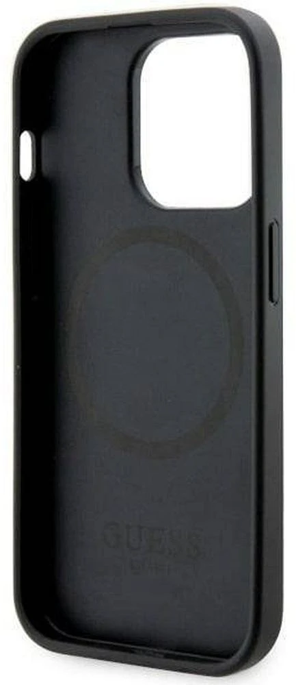 Guess GUHMP14LHGCFSEK iPhone 14 Pro 6.1″ juodos spalvos kietas dėklas GCube Stripes MagSafe