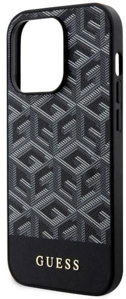 Guess GUHMP14LHGCFSEK iPhone 14 Pro 6.1″ juodos spalvos kietas dėklas GCube Stripes MagSafe
