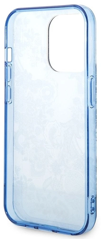 Guess GUHCP14LHGPLHB iPhone 14 Pro 6,1 col. mėlynas kietas dėklas Porcelain kolekcija