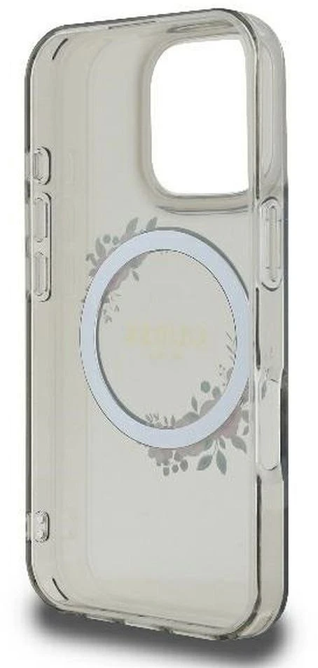 Guess GUHMP16LHFWFCK iPhone 16 Pro 6,3" juodos spalvos kietas dėklas IML Flowers Wreath MagSafe