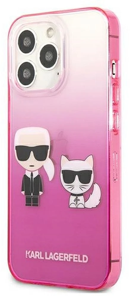 Karl Lagerfeld KLHCP13LTGKCP iPhone 13 Pro / 13 6,1″ kietas dėklas rožinės spalvos Gradient Ikonik Karl & Chou