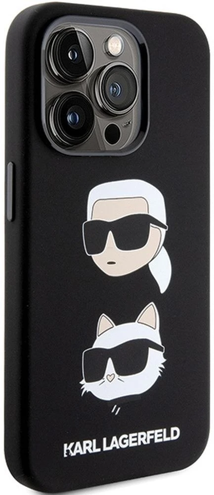 Dėklas Karl Lagerfeld KLHCP15XSDHKNK IPHONE 15 PRO MAX 6.7 "Juodas/Juodas SILICONE KARL & CHUPETTE HEAD
