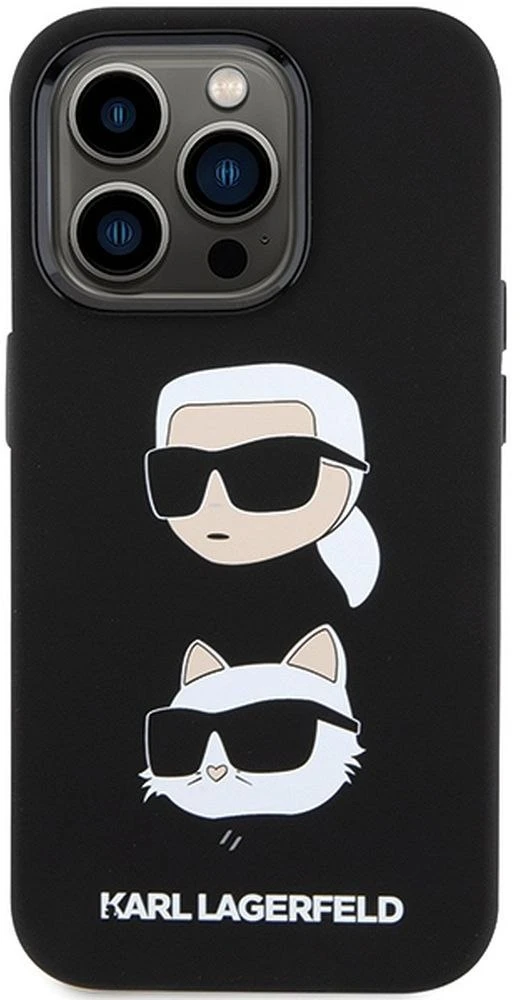 Dėklas Karl Lagerfeld KLHCP15XSDHKNK IPHONE 15 PRO MAX 6.7 "Juodas/Juodas SILICONE KARL & CHUPETTE HEAD