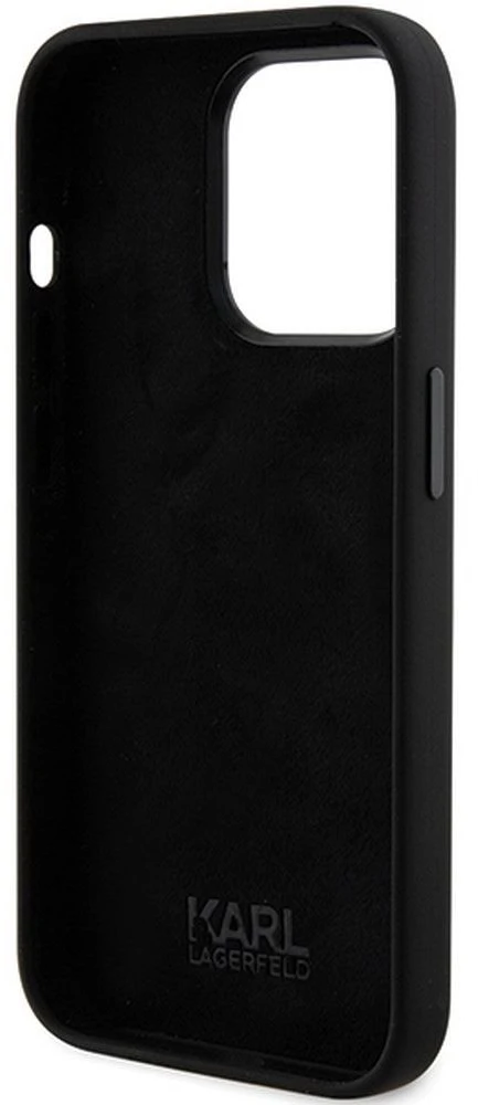 Dėklas Karl Lagerfeld KLHCP15XSDHKNK IPHONE 15 PRO MAX 6.7 "Juodas/Juodas SILICONE KARL & CHUPETTE HEAD