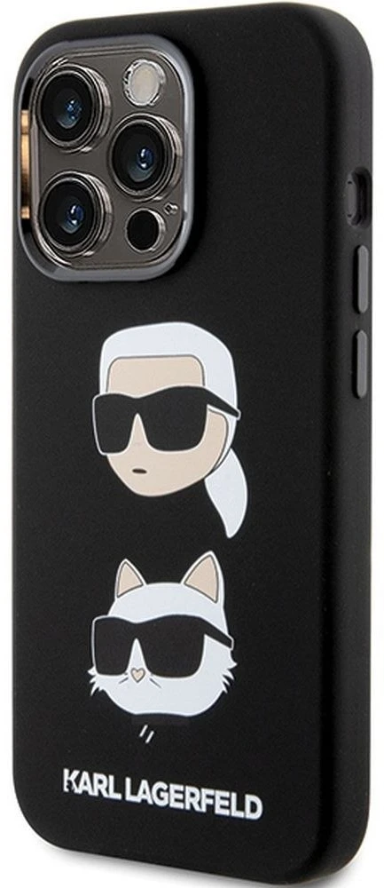 Dėklas Karl Lagerfeld KLHCP15XSDHKNK IPHONE 15 PRO MAX 6.7 "Juodas/Juodas SILICONE KARL & CHUPETTE HEAD