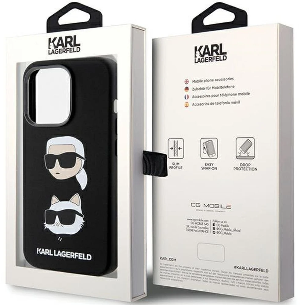 Dėklas Karl Lagerfeld KLHCP15XSDHKNK IPHONE 15 PRO MAX 6.7 "Juodas/Juodas SILICONE KARL & CHUPETTE HEAD