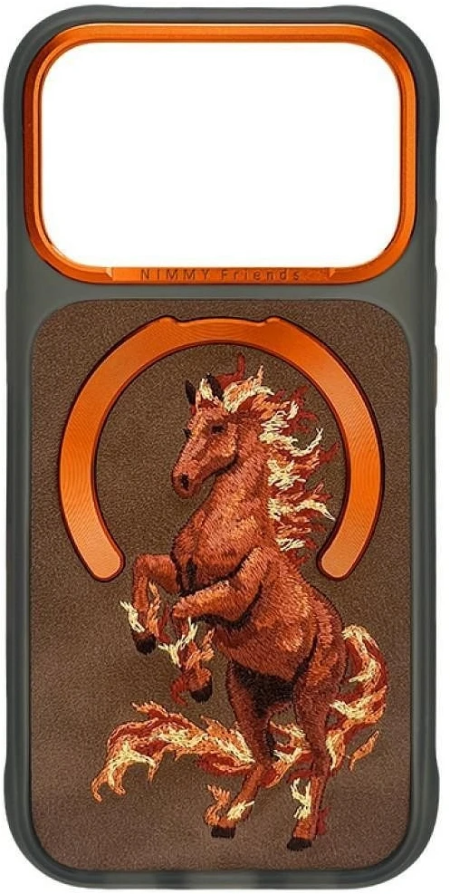 NIMMY dėklas MAGNETIC FANTASY ANIMAL HORSE, suderinamas su MagSafe, skirtas IPHONE 18 Pro Max/17 Pro Max, oranžinis