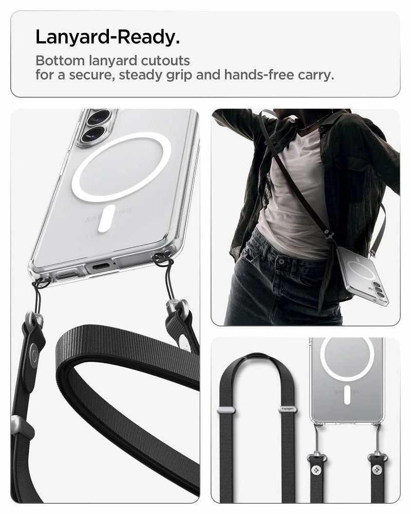SPIGEN ULTRA HYBRID MAG dėklas, suderinamas su MagSafe, skirtas S26, skaidrus / baltas