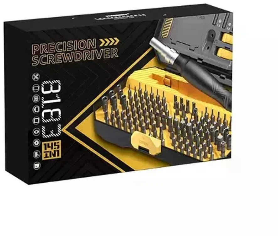 JAKEMY JM-8183 precizinio atsuktuvo rinkinys su atidarymo įrankiais ir replėmis (145 viename)