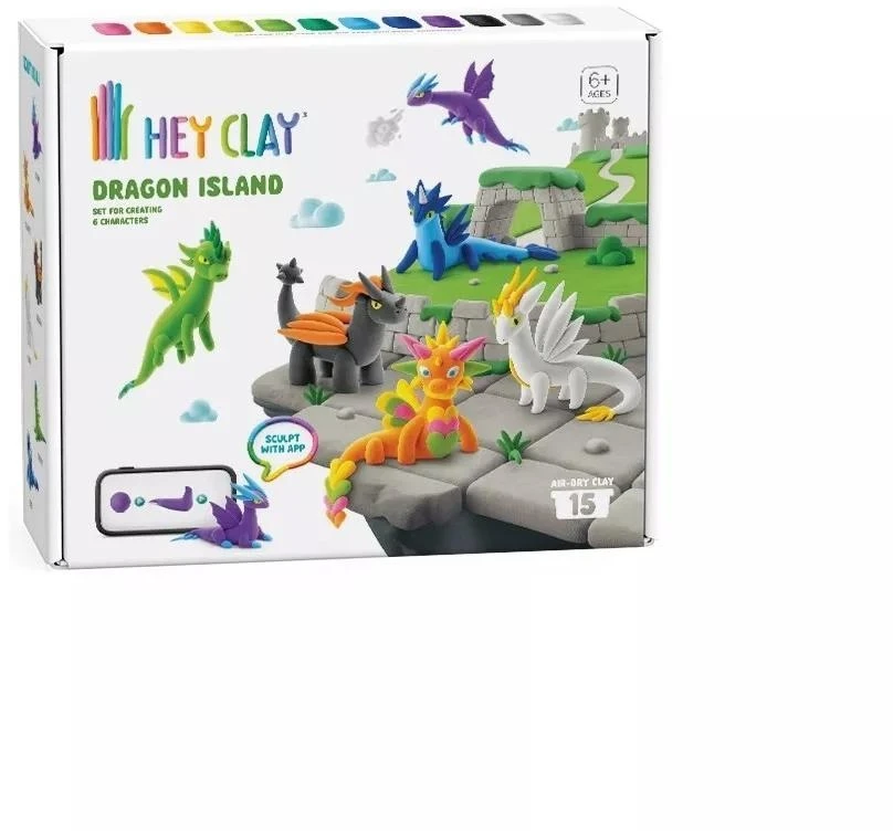 Pateikiamas vertimas: TM Toys HEY CLAY Dragon Island HCL15035CEE15 plastikinis molis