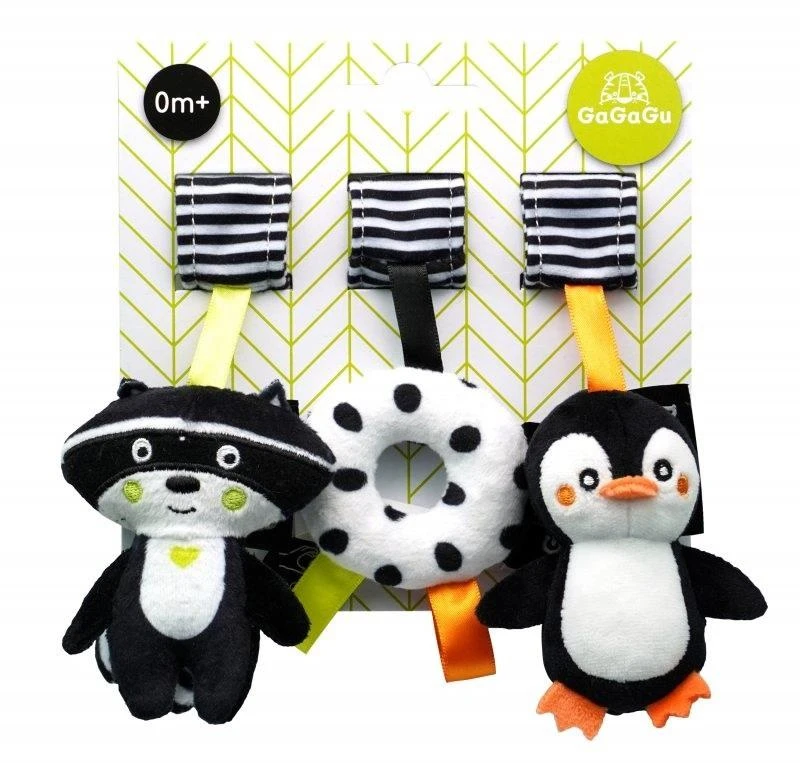 TM Toys Lavinimo kilimėlio minkšti žaislai meškėnas, pingvinas, ratukas GaGaGu