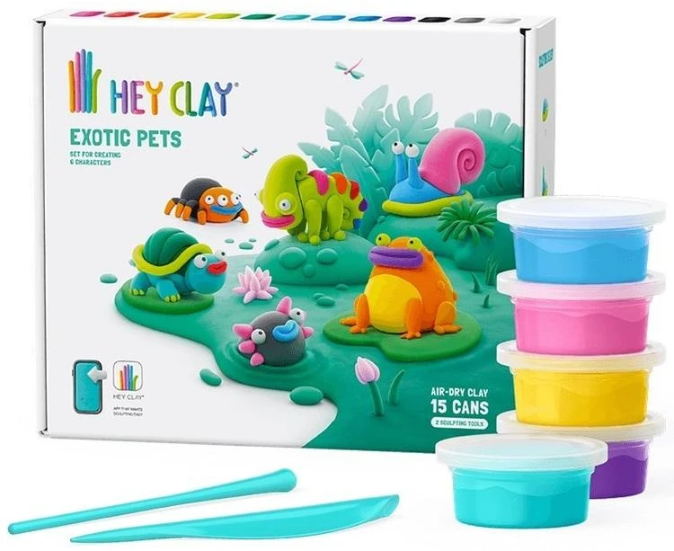 TM Toys Rankdarbių rinkinys Hey Clay egzotiniai gyvūnai