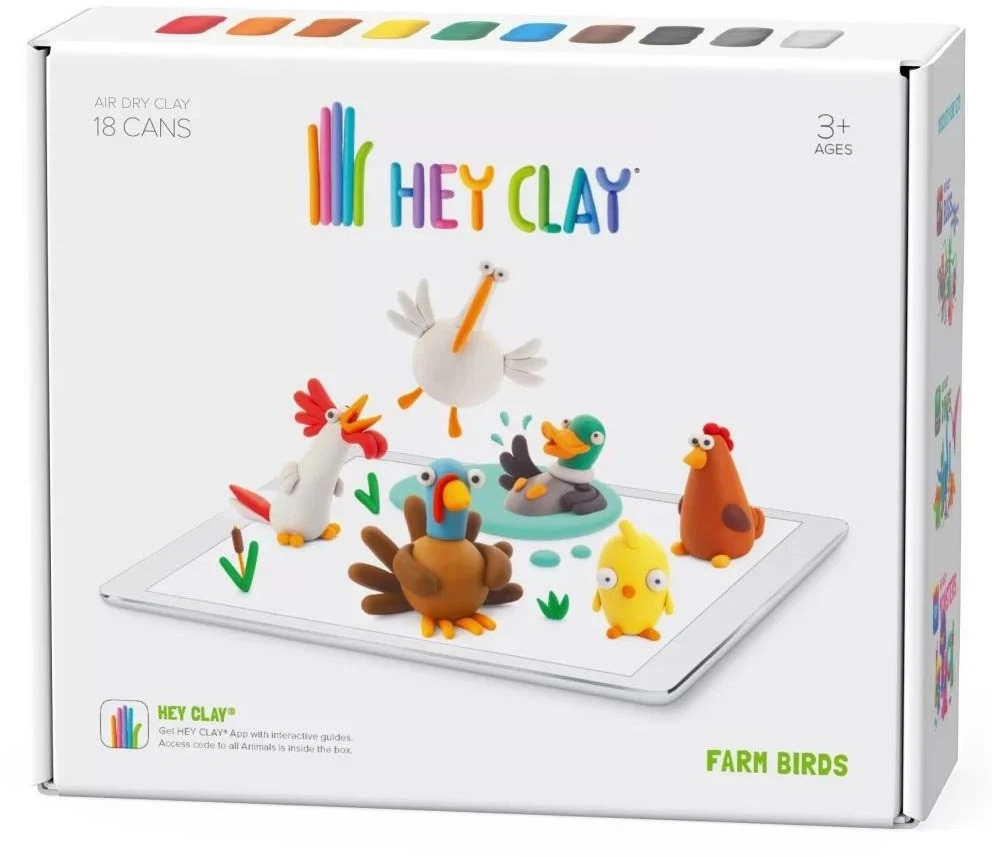 TM Toys Rankdarbių rinkinys Hey Clay paukščiai iš ūkio