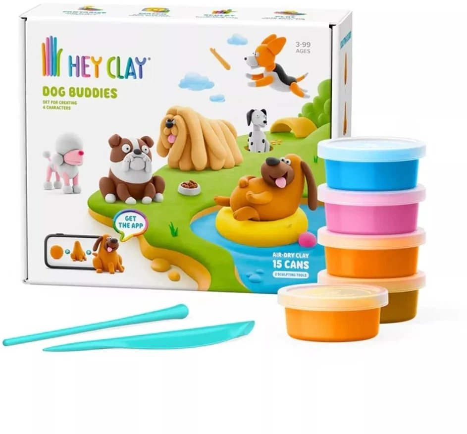 TM Toys Hey Clay - Rinkinys šunų draugai, 15 vnt. pakuotė