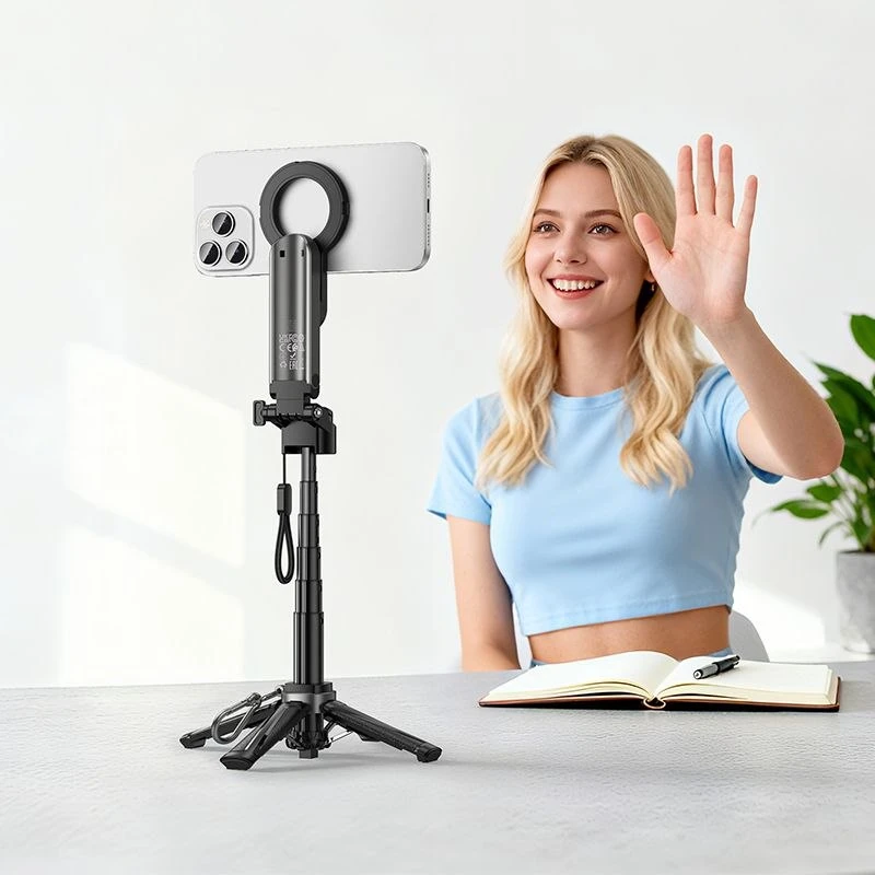 Gyvas stovas Hoco su magnetiniu ir universaliu laikikliu bei nuotolinio valdymo pultu K27 PRO juodas
