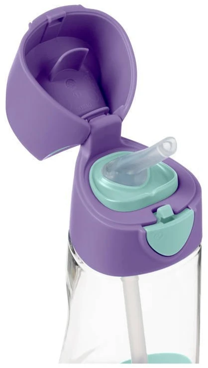 B.BOX BB500303 Tritan buteliukas su šiaudeliu 450 ml Lilac Pop