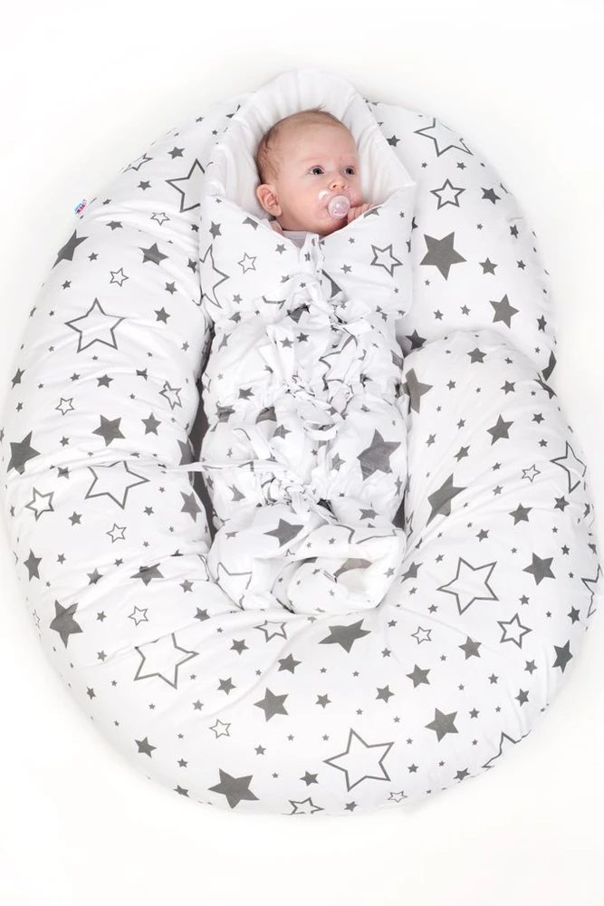 Universali C formos žindymo pagalvė New Baby Stars pilka