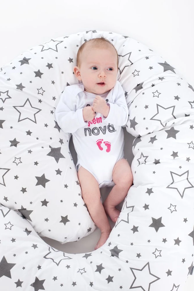 Universali C formos žindymo pagalvė New Baby Stars pilka