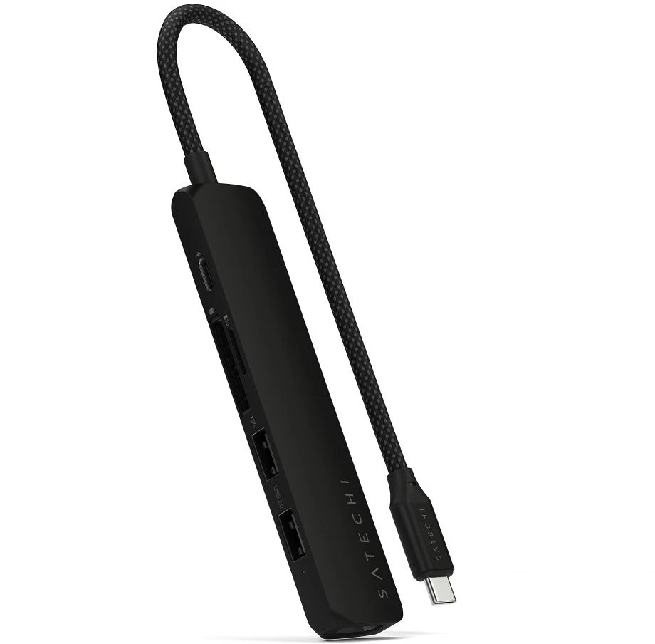 SATECHI 6-in-1 USB-C Slim Multiport Adapteris (Juodas)
