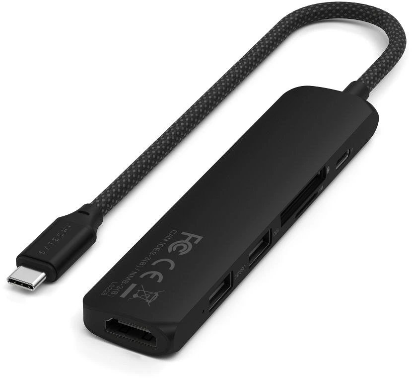 SATECHI 6-in-1 USB-C Slim Multiport Adapteris (Juodas)