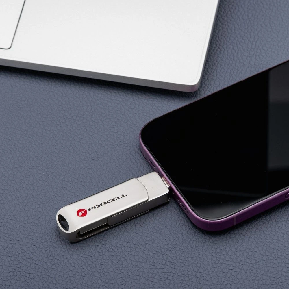 USB atmintinė 64 GB USB 3.2 Gen 1 (USB A) Forcell F-Data Metal sidabrinis