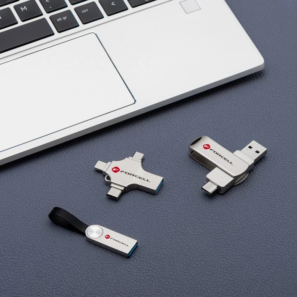 USB atmintinė 64 GB USB 3.2 Gen 1 (USB A) Forcell F-Data Metal sidabrinis