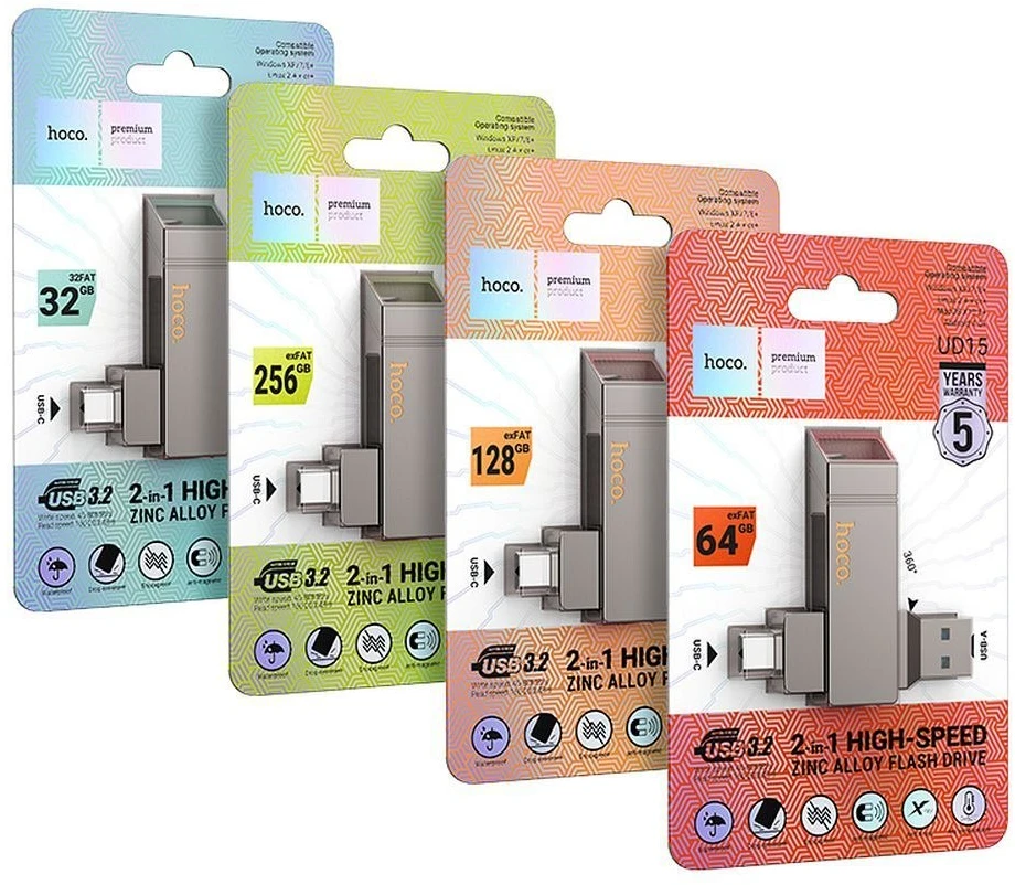 HOCO atmintis USB A + USB C UD15 64GB USB3.2