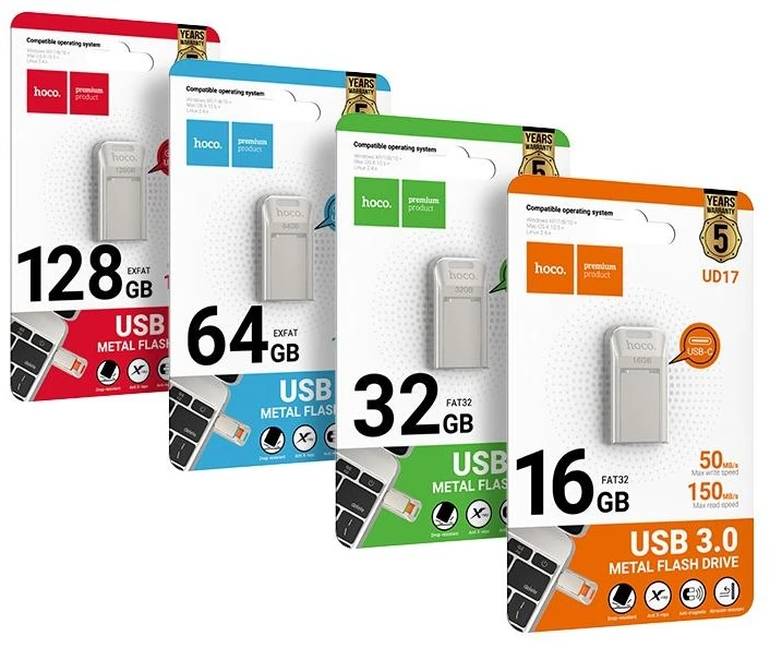 HOCO atmintukas USB A + USB C UD17 128GB USB3.0